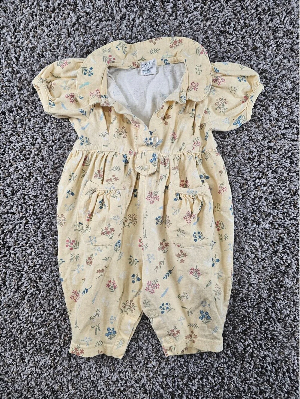 Baby Gap Girls Sz 3-6M Bubble Romper Outfit Light Yellow Floral